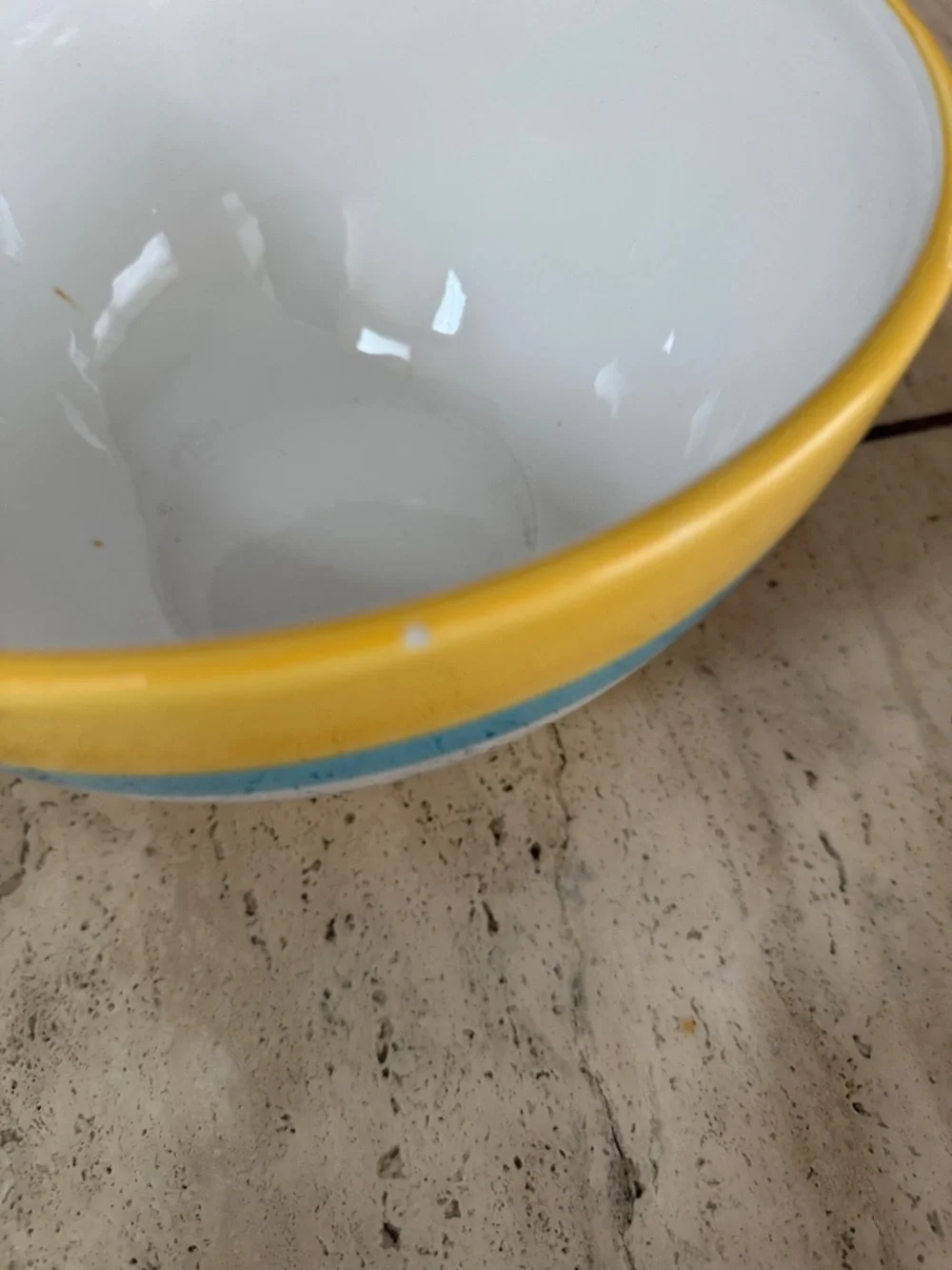 Crate&Barrel Ceramic Mixing Bowl in Yellow, Turquoise and White